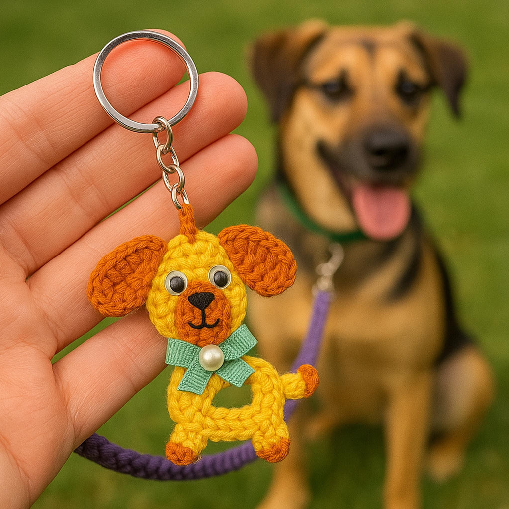 Crochet Puppy Keychain PDF Pattern - DIY Scrap Yarn Keychain - Hand Trendy