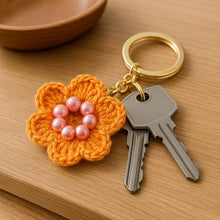 Easy Crochet Flower Keychain Pattern, Easy PDF Mini Crochet Design for Car Accessories or Valentine's Day Gift