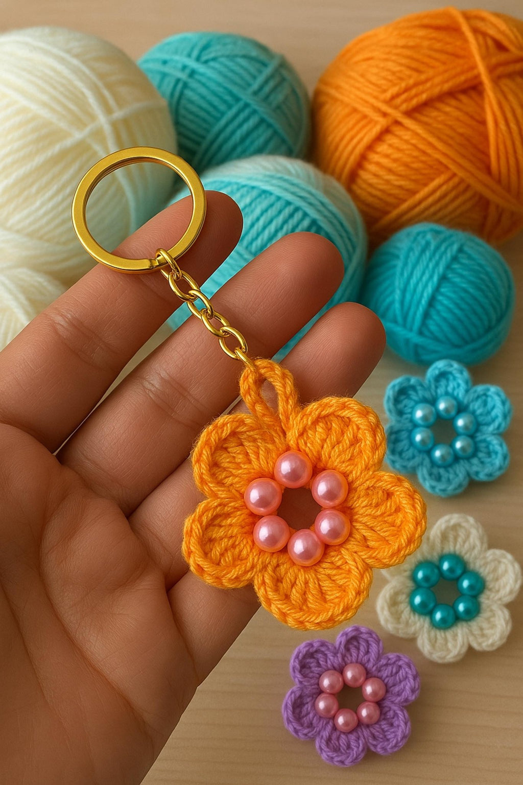 Easy Crochet Flower Keychain Pattern PDF - Pattern for Beginners - Hand Trendy