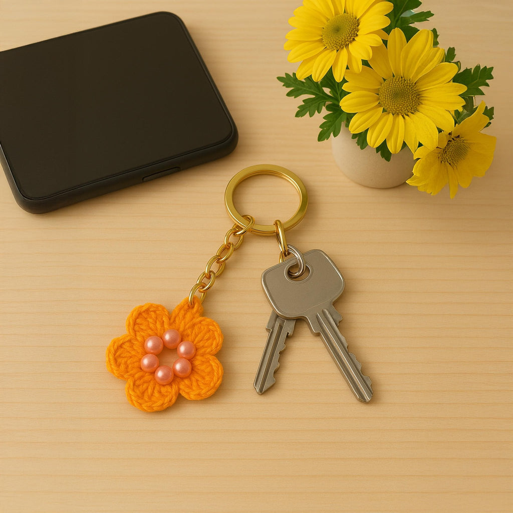 Easy Crochet Flower Keychain Pattern PDF - Pattern for Beginners - Hand Trendy