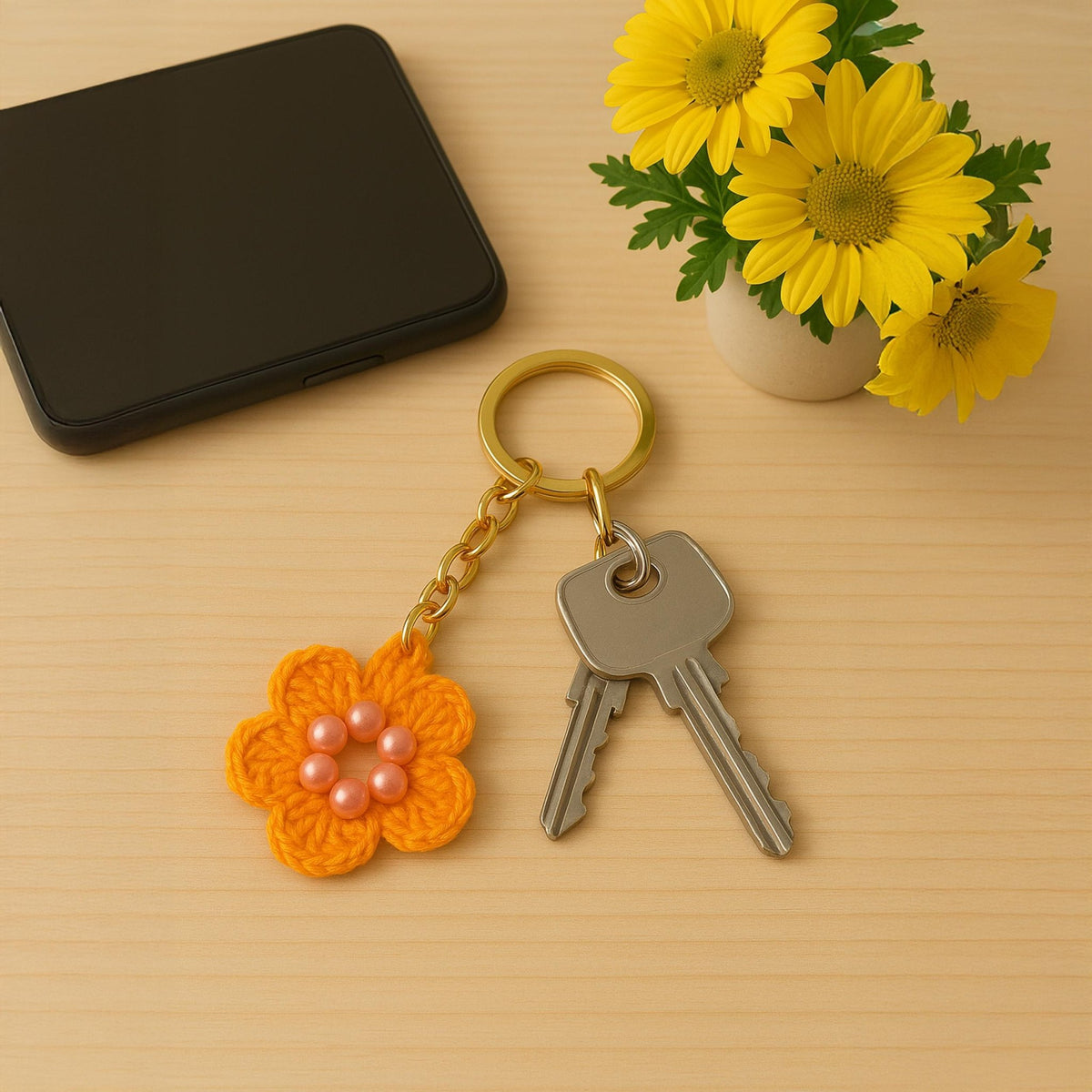 Easy Crochet Flower Keychain Pattern PDF - Pattern for Beginners - Hand Trendy