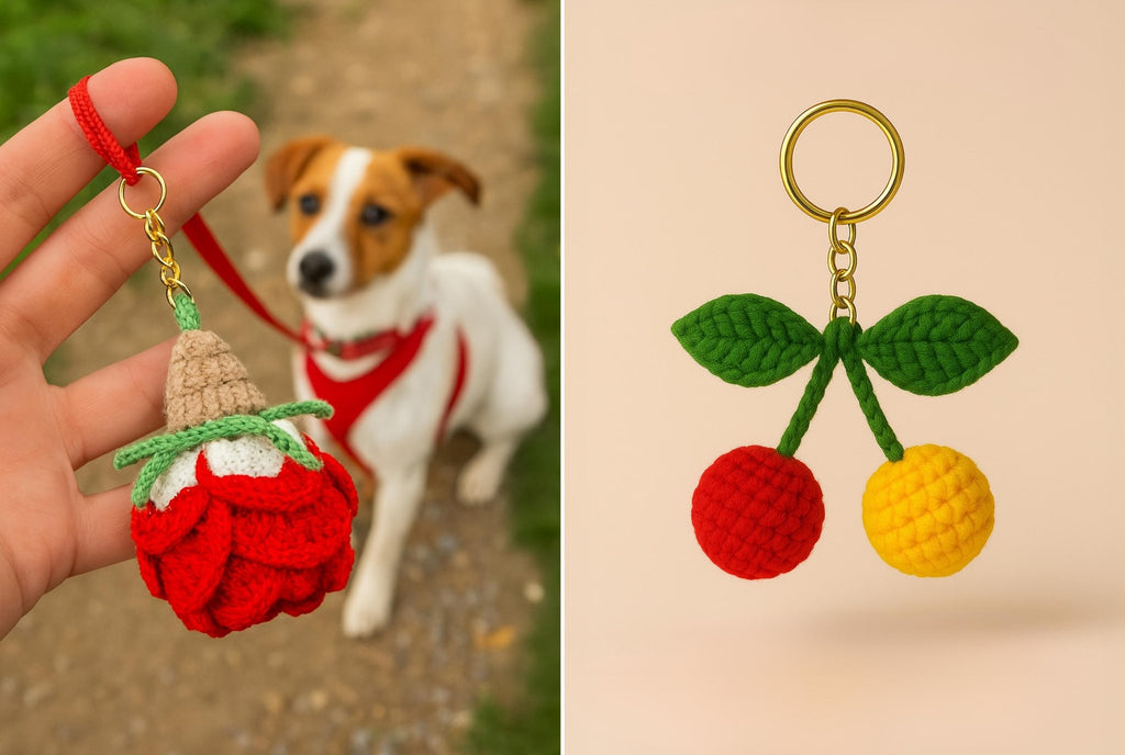 Crochet Keychain Patterns Bundle - 5 Cute Amigurumi Charms PDF Tutorial for Bags - Hand Trendy