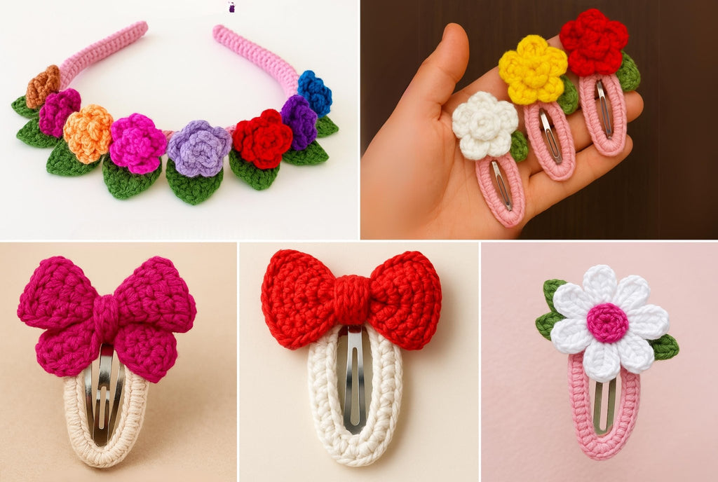 Crochet Hair Clips Patterns Bundle - Gift for Craft Lovers - Hand Trendy