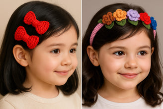 Crochet Hair Clips Bundle, Floral Bow & Daisy Clip Tutorials, Stylish Hair Clips for Kids and Babies, Gift for Craft Lovers
