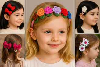 Crochet Hair Clips Bundle, Floral Bow & Daisy Clip Tutorials, Stylish Hair Clips for Kids and Babies, Gift for Craft Lovers