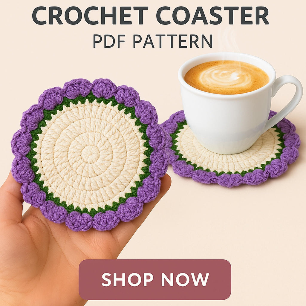 Modern Crochet Coaster Pattern PDF - DIY Flower Mug Rug - Hand Trendy