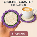 Modern Crochet Coaster Pattern PDF - DIY Flower Mug Rug - Hand Trendy