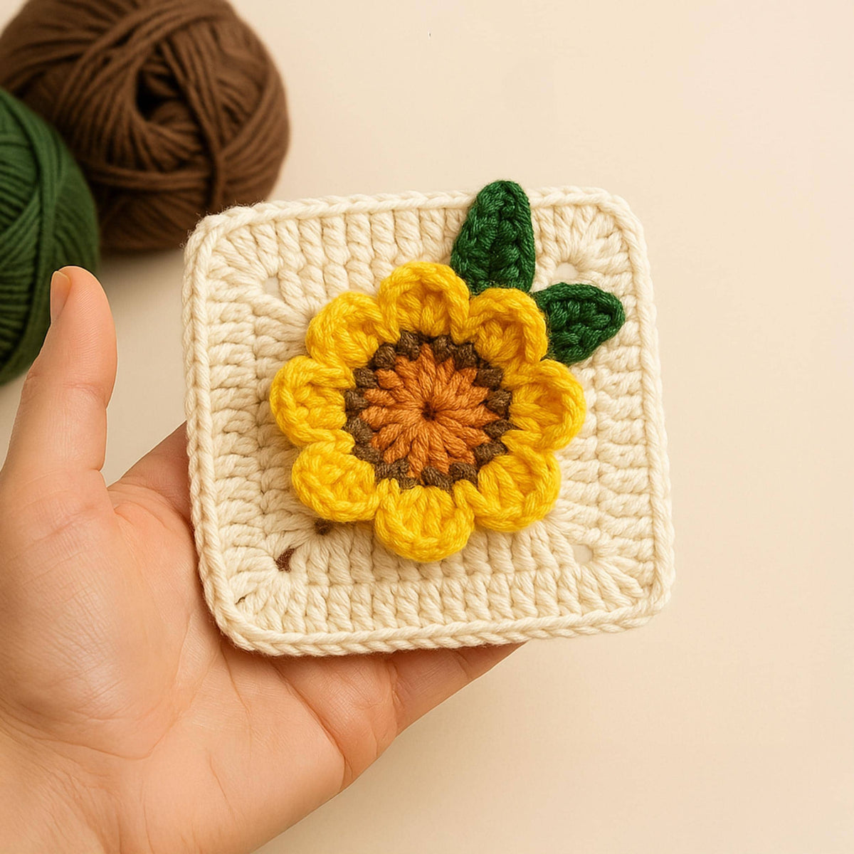 3D Sunflower Granny Square Pattern PDF - Instant Download Pattern - Hand Trendy