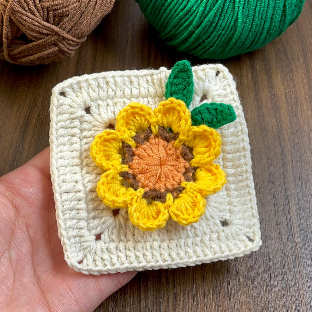 3D Sunflower Granny Square Pattern PDF - Instant Download Pattern - Hand Trendy