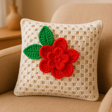 3D Crochet Flower Granny Square Pattern PDF with Red Textured Bloom, DIY Afghan Blanket Motif, Instant Digital Download