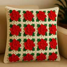 3D Crochet Flower Granny Square Pattern PDF with Red Textured Bloom, DIY Afghan Blanket Motif, Instant Digital Download