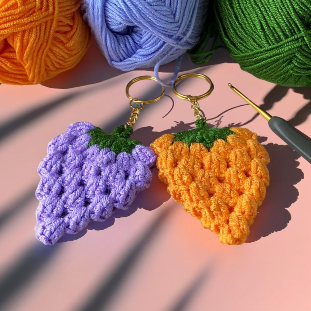 Crochet Berry Keychain PDF Pattern - Amigurumi Strawberry Keyring DIY Tutorial - Hand Trendy