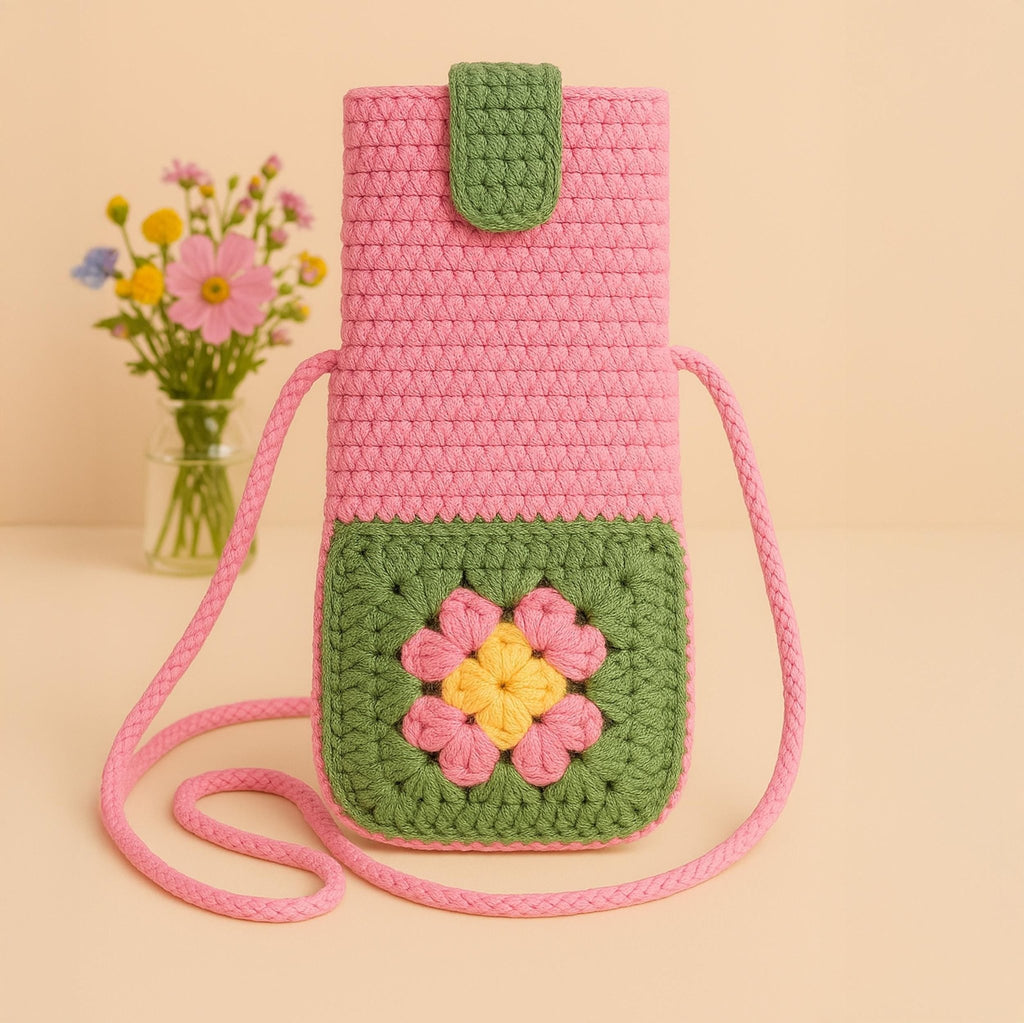 Granny Square Crochet Phone Bag Pattern - PDF DIY - DIY Floral Mobile Purse Pattern - Hand Trendy
