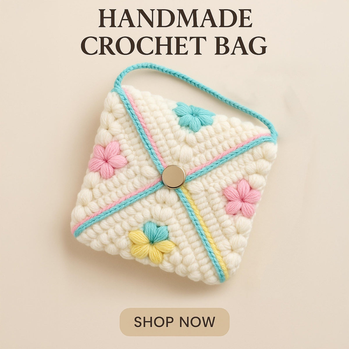 Pastel Flower Crochet Bag PDF Pattern– Colorful Yarn Purse Design - Hand Trendy