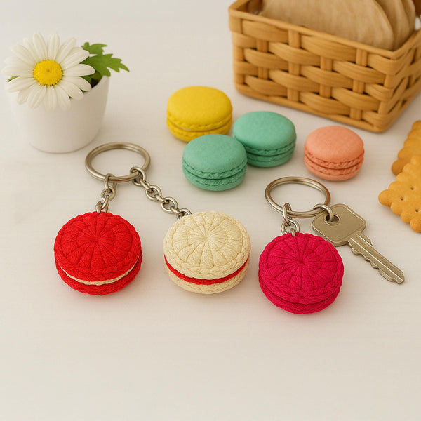 Crochet Macaron Keychain Pattern, Amigurumi Cookie Keyring PDF, DIY Cute Dessert Plush, Handmade Sweet Treat Charm, Instant Download