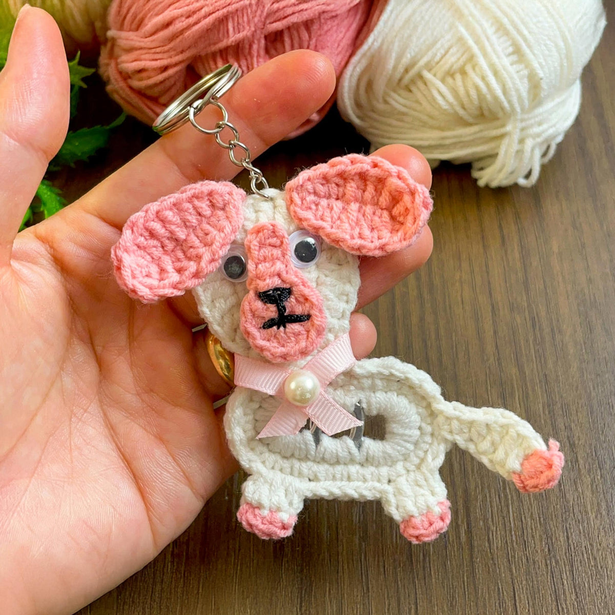 Crochet Puppy Keychain PDF Pattern - DIY Scrap Yarn Keychain - Hand Trendy