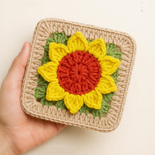 Sunflower Square Crochet Blanket Pattern - Perfect Housewarming or Mother's Day Gifts - Crochet Flower Coaster for Kitchen and Dining