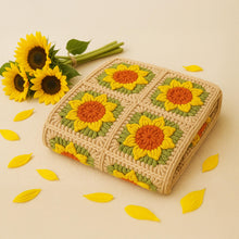 Sunflower Square Crochet Blanket Pattern - Perfect Housewarming or Mother's Day Gifts - Crochet Flower Coaster for Kitchen and Dining