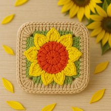 Sunflower Square Crochet Blanket Pattern - Perfect Housewarming or Mother's Day Gifts - Crochet Flower Coaster for Kitchen and Dining