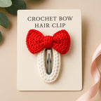 Crochet Bow Hair Clip Pattern with Scalloped Edge - Handmade Accessory - Hand Trendy
