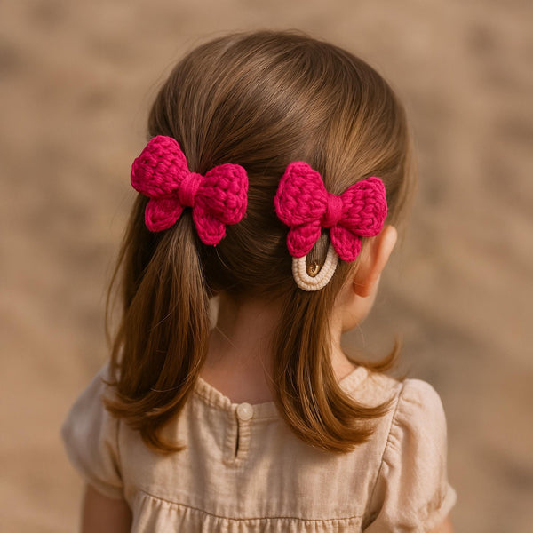 Crochet Hair Bow and Snap Hair Clips Pattern  - Crochet Girls Hair Accessory PDF