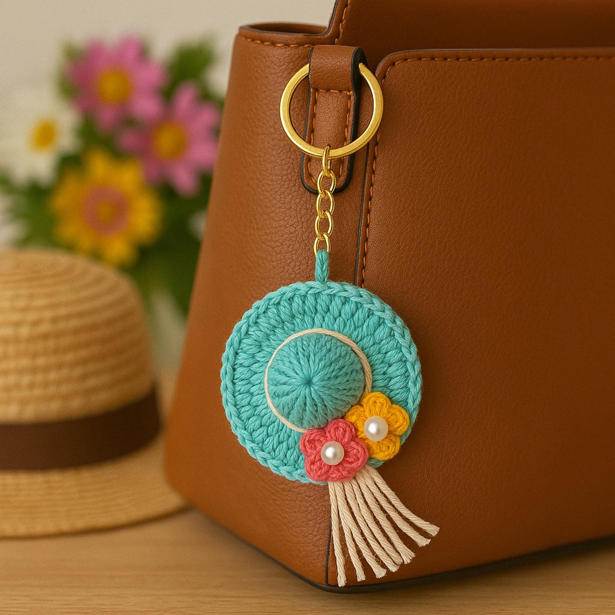 Crochet Mini Hat Pattern | Tiny Crochet Ornaments | Miniature Vacation Straw Hat - Hand Trendy