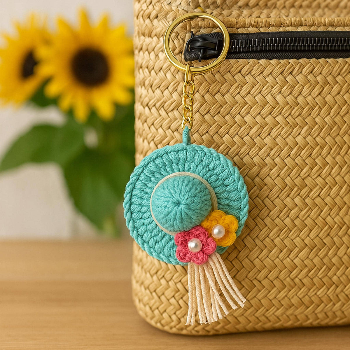 Crochet Mini Hat Pattern | Tiny Crochet Ornaments | Miniature Vacation Straw Hat - Hand Trendy