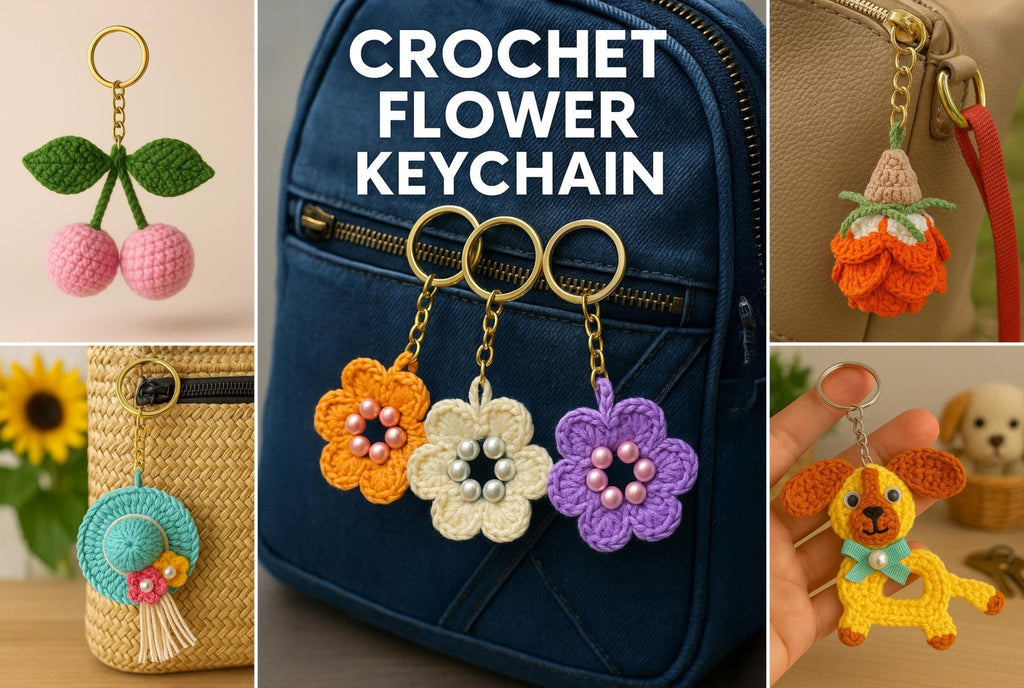 Crochet Keychain Patterns Bundle - 5 Cute Amigurumi Charms PDF Tutorial for Bags - Hand Trendy