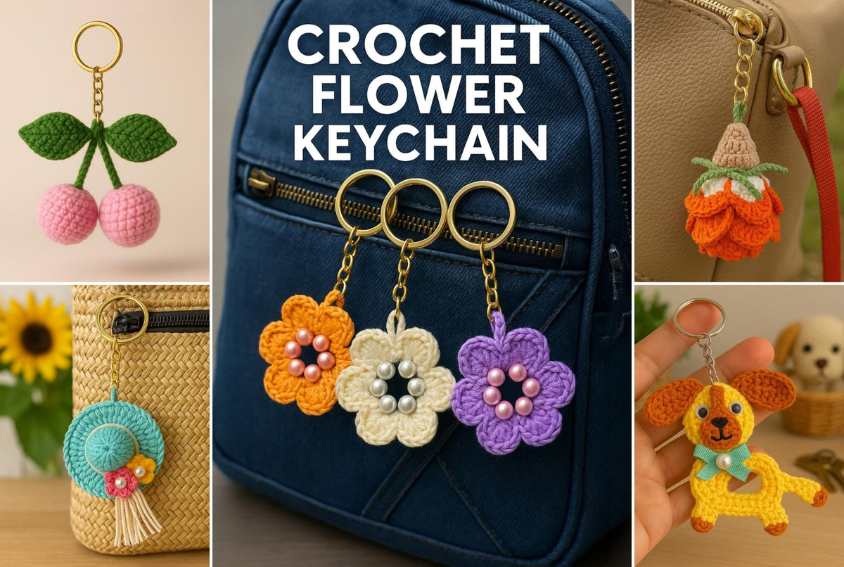 Crochet Keychain Patterns Bundle - 5 Cute Amigurumi Charms PDF Tutorial for Bags - Hand Trendy