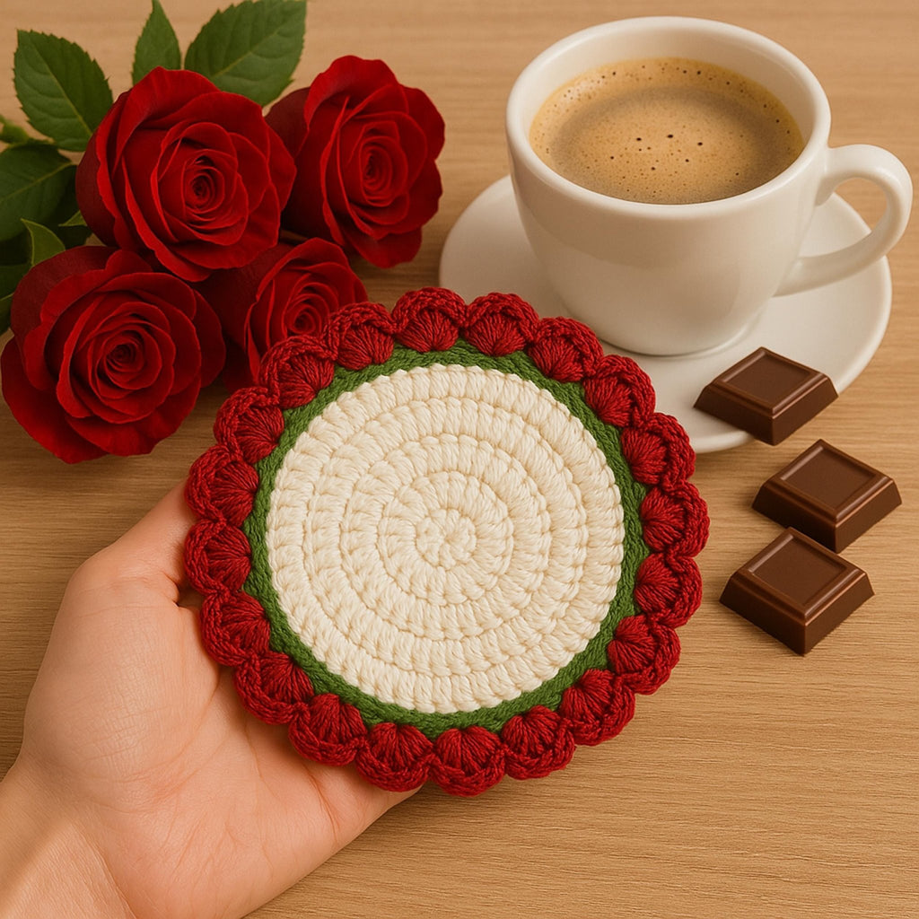 Modern Crochet Coaster Pattern PDF - DIY Flower Mug Rug - Hand Trendy
