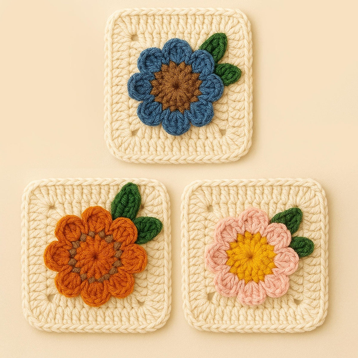 3D Sunflower Granny Square Pattern PDF - Instant Download Pattern - Hand Trendy
