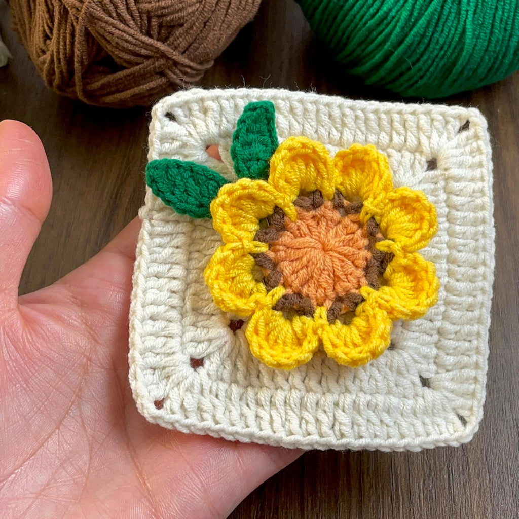 3D Sunflower Granny Square Pattern PDF - Instant Download Pattern - Hand Trendy