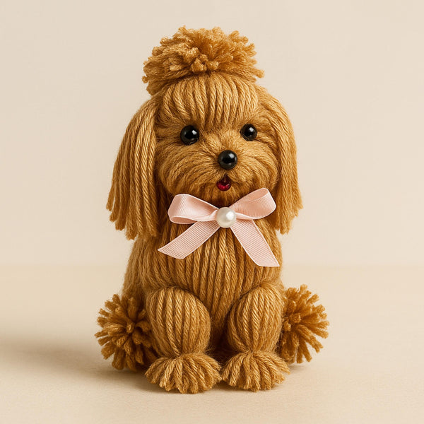 DIY Yarn Dog Pattern, Easy Yarn Craft Tutorial for Adorable Handmade Dog Decoration Figures, Great Gift Idea for Crafters