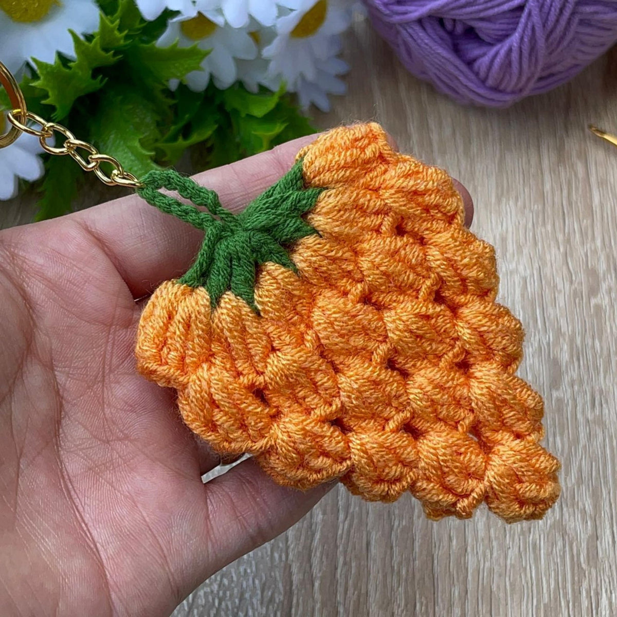 Crochet Berry Keychain PDF Pattern - Amigurumi Strawberry Keyring DIY Tutorial - Hand Trendy