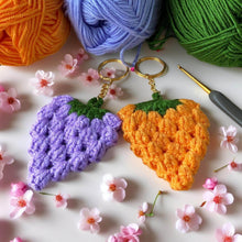 Crochet Berry Keychain PDF Pattern, Amigurumi Strawberry Keyring DIY Tutorial, Handmade Fruit Bag Charm Crochet Pattern Digital File