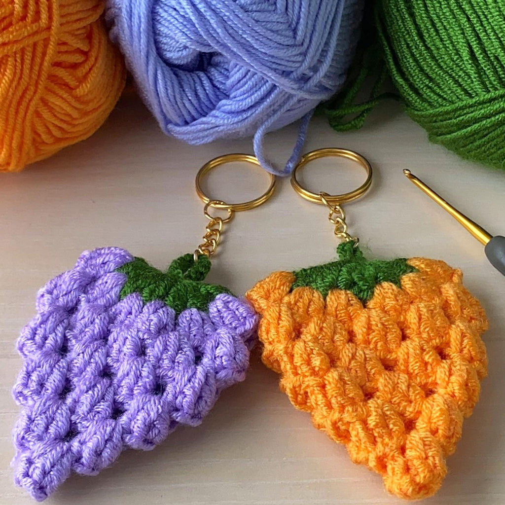 Crochet Berry Keychain PDF Pattern - Amigurumi Strawberry Keyring DIY Tutorial - Hand Trendy