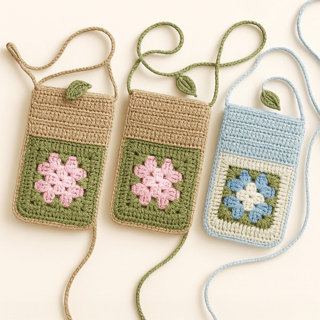 Granny Square Crochet Phone Bag Pattern - PDF DIY - DIY Floral Mobile Purse Pattern - Hand Trendy