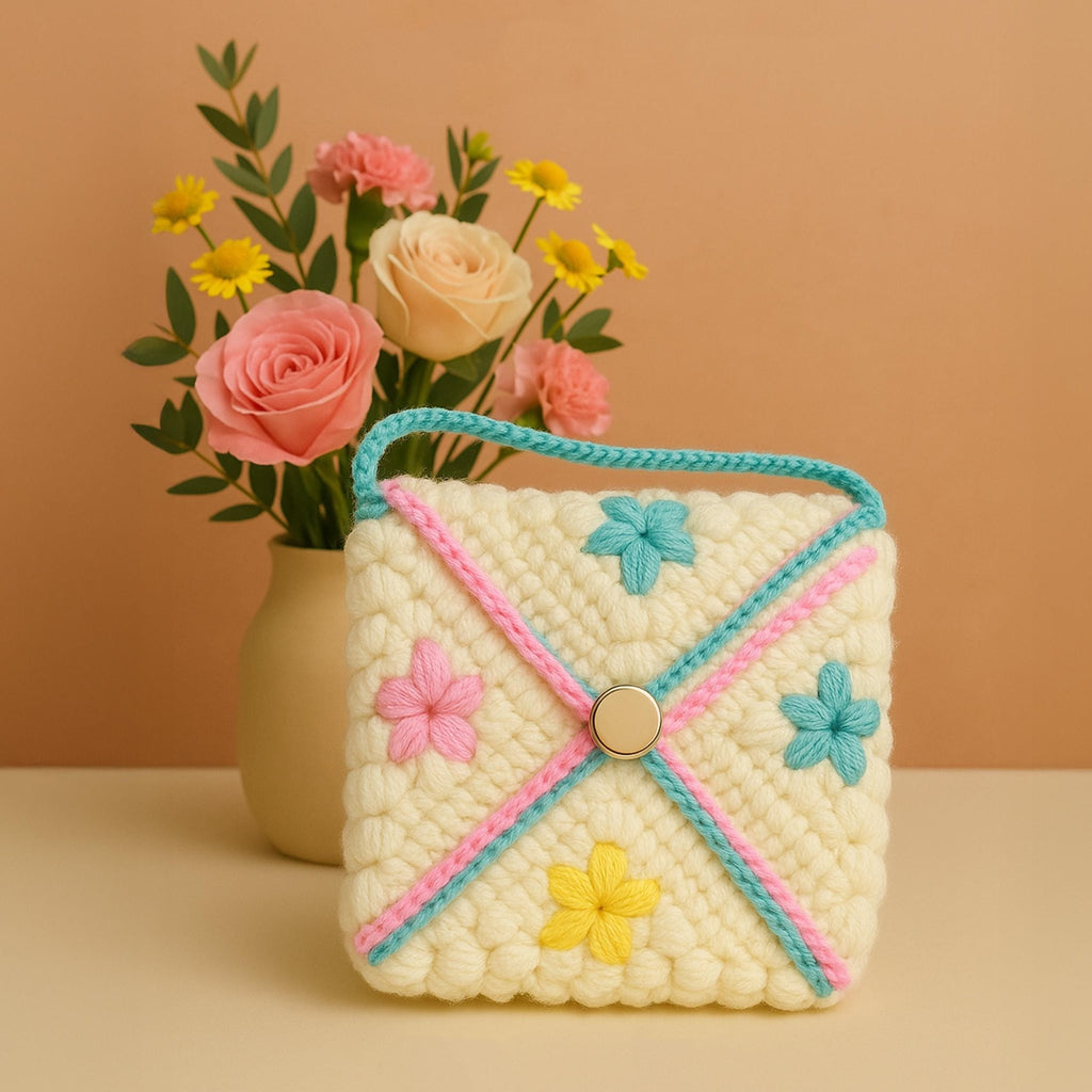 Pastel Flower Crochet Bag PDF Pattern– Colorful Yarn Purse Design - Hand Trendy