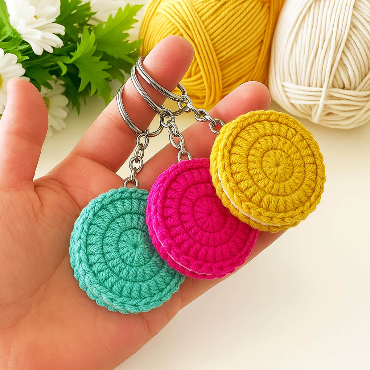 Crochet Macaron Keychain Pattern PDF - Handmade Sweet Treat Charm - Hand Trendy