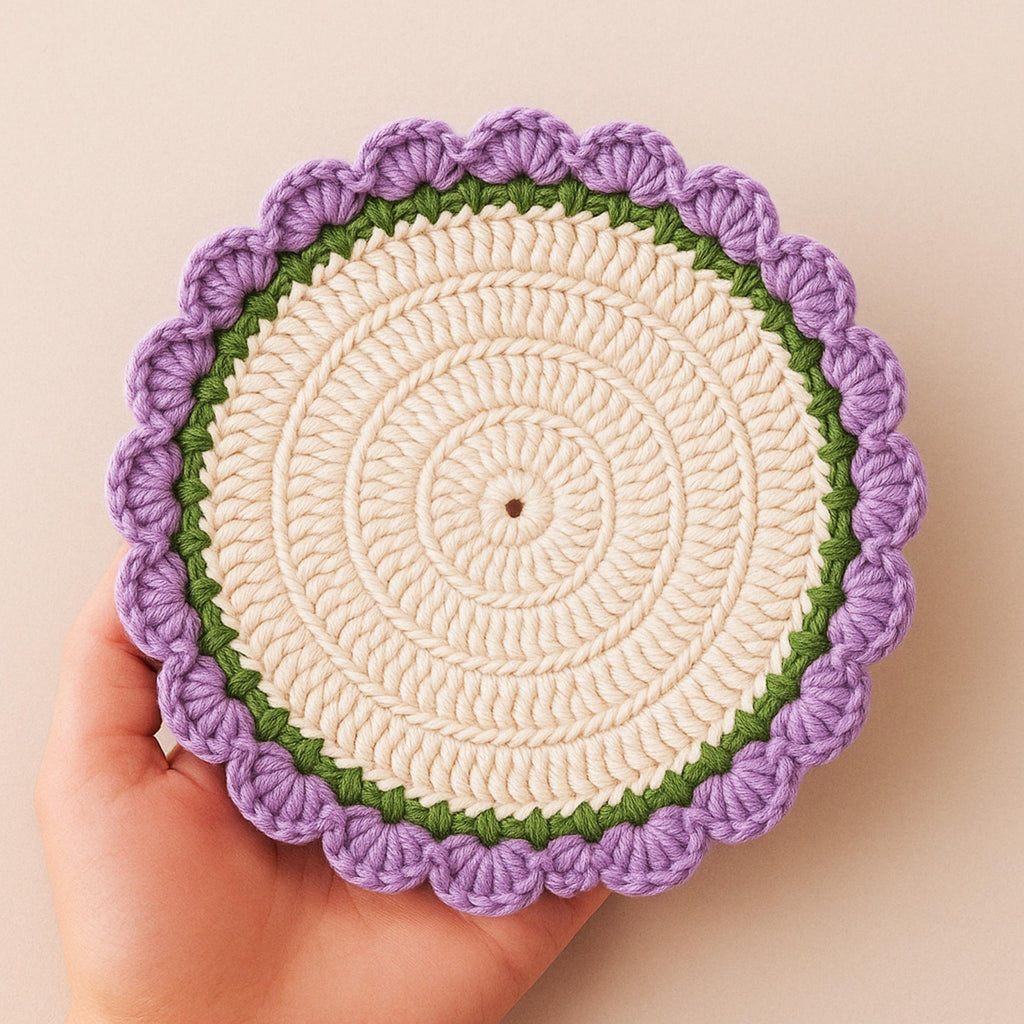 Modern Crochet Coaster Pattern PDF - DIY Flower Mug Rug - Hand Trendy