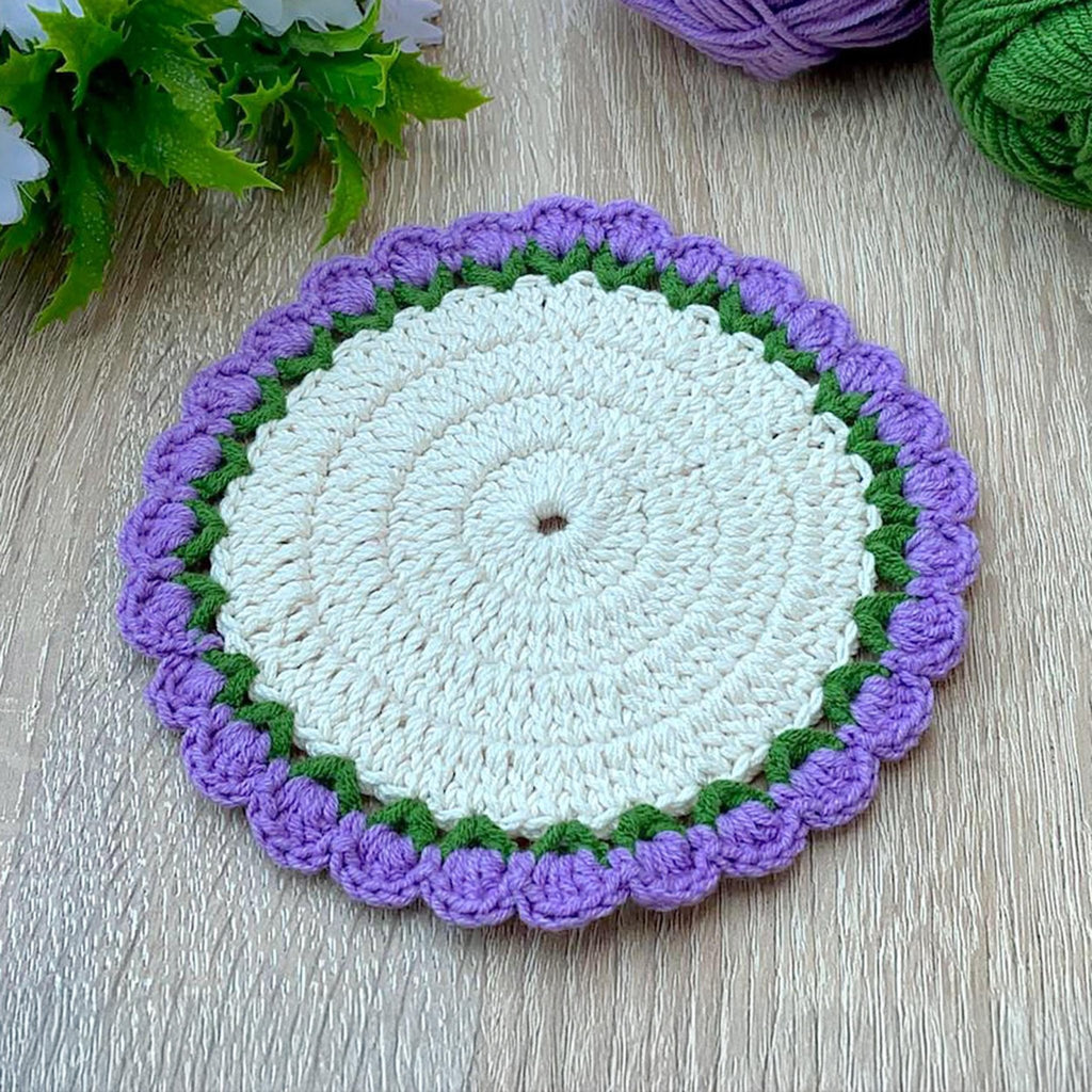 Modern Crochet Coaster Pattern PDF - DIY Flower Mug Rug - Hand Trendy
