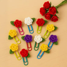 Micro Crochet Rose Paper Clip Bookmark, Cute Floral Planner Accessories, Perfect Gift for Book Lovers and Journal Enthusiasts