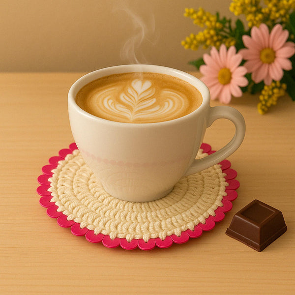 Round Crochet Sequin Coaster PDF Pattern, Glam Handmade Mug Rug Tutorial, Sparkle Yarn Drink Mat DIY, Glitter Coffee Coaster Guide