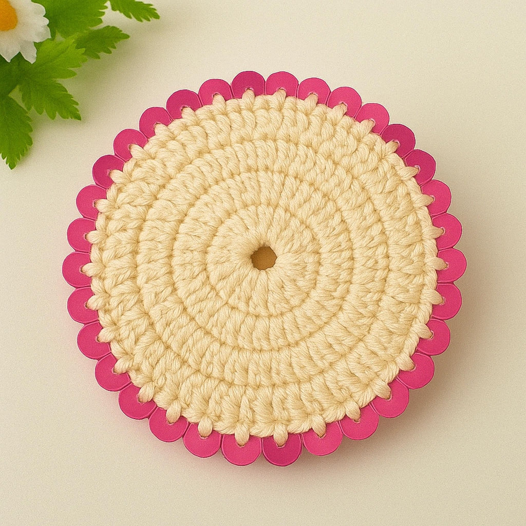 Glam Sequin Coaster Crochet Pattern - Glitter Coffee Coaster Guide - Hand Trendy