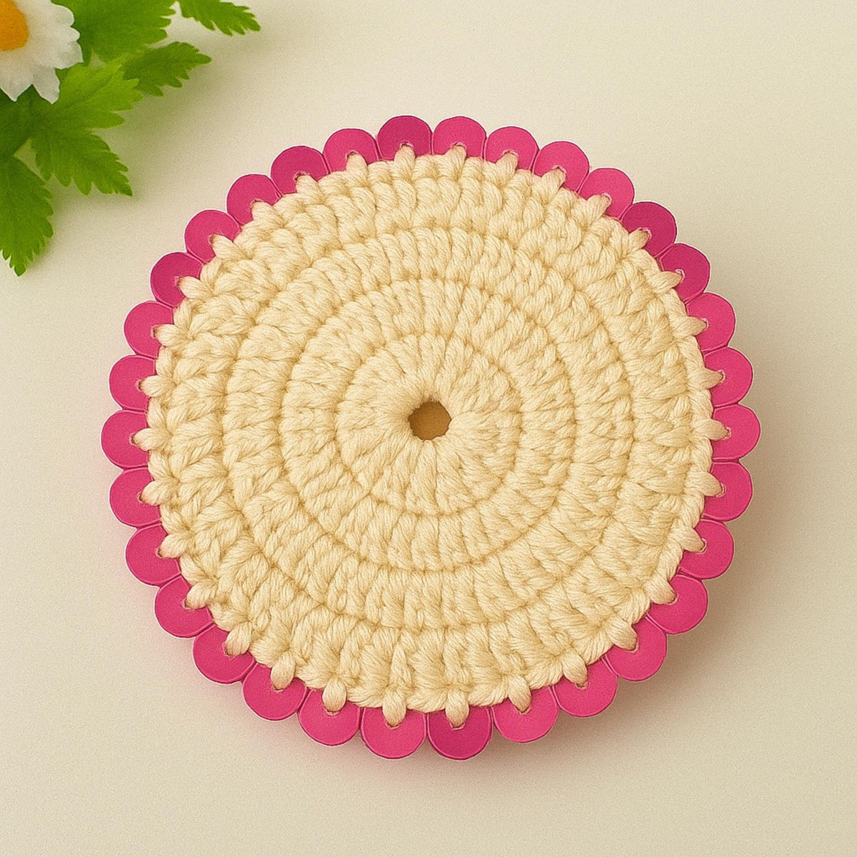 Glam Sequin Coaster Crochet Pattern - Glitter Coffee Coaster Guide - Hand Trendy
