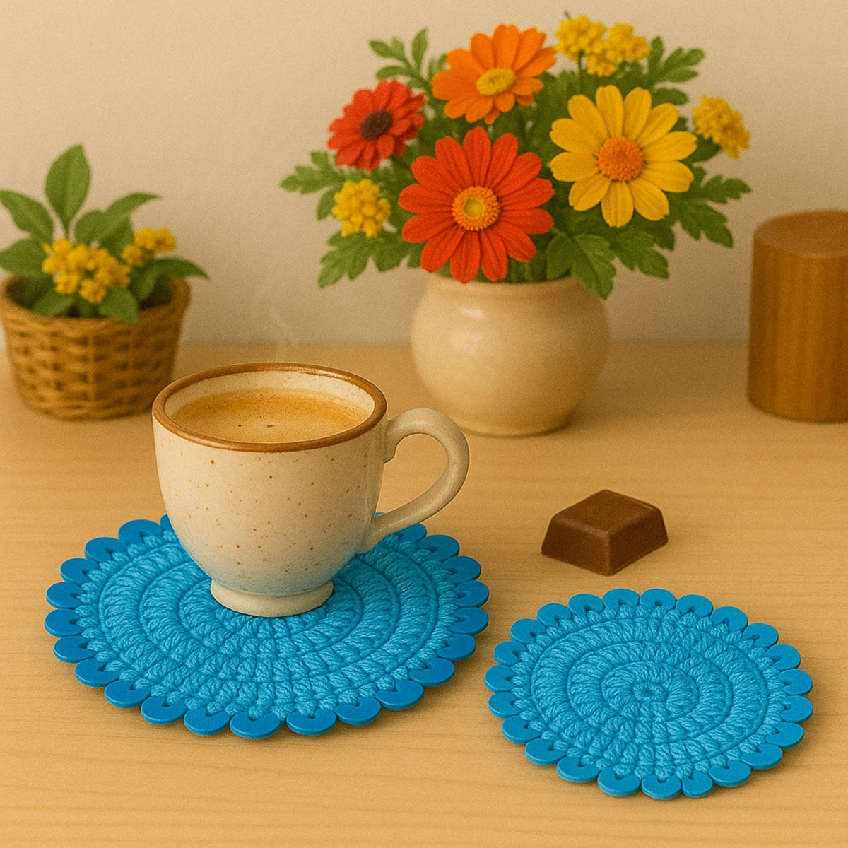 Glam Sequin Coaster Crochet Pattern - Glitter Coffee Coaster Guide - Hand Trendy