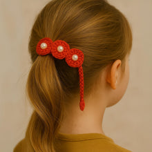 Crochet Flower Bracelet & Hair Tie, Round Boho Style Pearl Beaded Wristband, Handmade Crochet Fashion Jewelry Gift