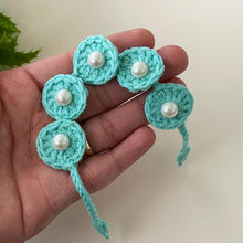 Crochet Flower Bracelet & Hair Tie, Round Boho Style Pearl Beaded Wristband, Handmade Crochet Fashion Jewelry Gift