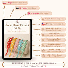 Crochet Flower Bracelet & Hair Tie, Round Boho Style Pearl Beaded Wristband, Handmade Crochet Fashion Jewelry Gift