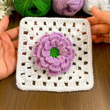 Crochet 3D Flower Granny Square Pattern PDF, Layered Bloom Motif Tutorial